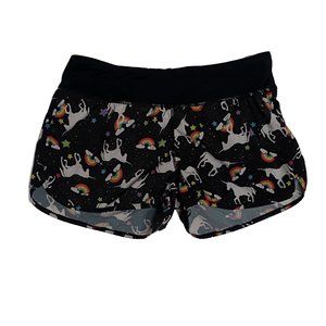 Sparkle Athletics Women's Medium Lined Unicorn Running Shorts Black 30" x 3"